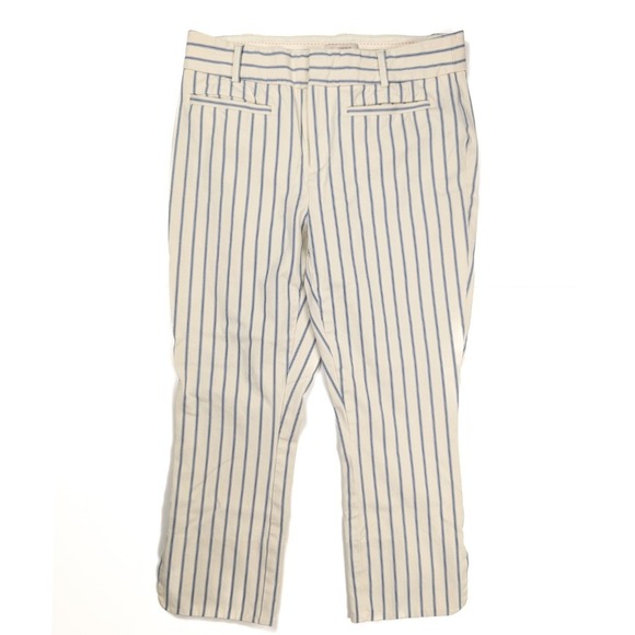 Anthropologie Pants - Anthropologie The Essential Slim Cream Blue Striped Ankle Pants Women's Size 6